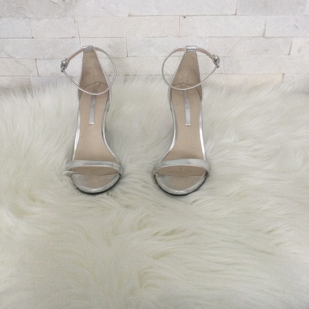 Zara Woman Silver Ankle Strap High Heel Sandals